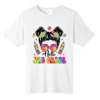 Hello 3rd Grade Third Back To School Tie Dye Messy Bun Tall Fusion ChromaSoft Performance T-Shirt