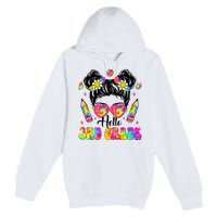 Hello 3rd Grade Third Back To School Tie Dye Messy Bun Premium Pullover Hoodie