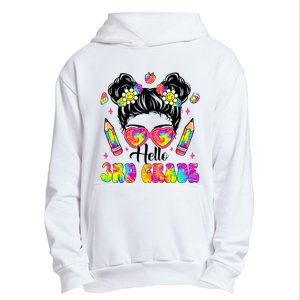 Hello 3rd Grade Third Back To School Tie Dye Messy Bun Urban Pullover Hoodie