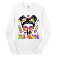 Hello 3rd Grade Third Back To School Tie Dye Messy Bun Tall Long Sleeve T-Shirt