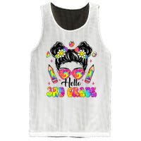 Hello 3rd Grade Third Back To School Tie Dye Messy Bun Mesh Reversible Basketball Jersey Tank