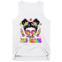 Hello 3rd Grade Third Back To School Tie Dye Messy Bun Tank Top