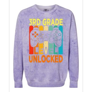 Hello 3rd Grade Level Unlocked Video Game Back To School Colorblast Crewneck Sweatshirt