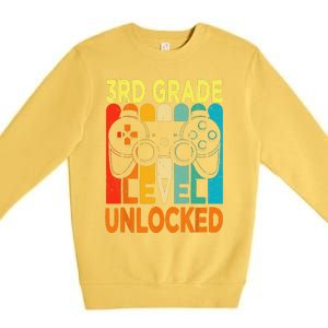 Hello 3rd Grade Level Unlocked Video Game Back To School Premium Crewneck Sweatshirt