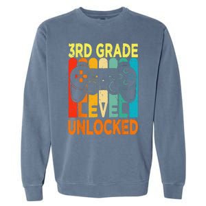 Hello 3rd Grade Level Unlocked Video Game Back To School Garment-Dyed Sweatshirt