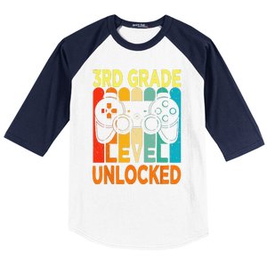 Hello 3rd Grade Level Unlocked Video Game Back To School Baseball Sleeve Shirt