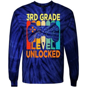 Hello 3rd Grade Level Unlocked Video Game Back To School Tie-Dye Long Sleeve Shirt