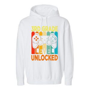 Hello 3rd Grade Level Unlocked Video Game Back To School Garment-Dyed Fleece Hoodie