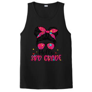 Hello 3rd Grade Messy Bun Back To School First Day PosiCharge Competitor Tank