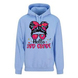 Hello 3rd Grade Messy Bun Back To School First Day Unisex Surf Hoodie