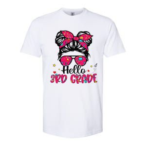 Hello 3rd Grade Messy Bun Back To School First Day Softstyle CVC T-Shirt