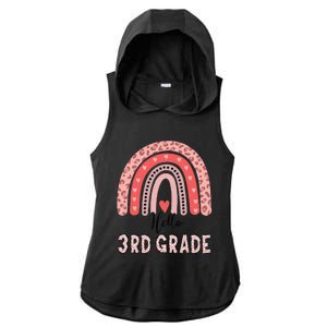 Hello 3rd Grade Rainbow Leopard Back To School First Day Ladies PosiCharge Tri-Blend Wicking Draft Hoodie Tank