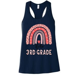 Hello 3rd Grade Rainbow Leopard Back To School First Day Women's Racerback Tank