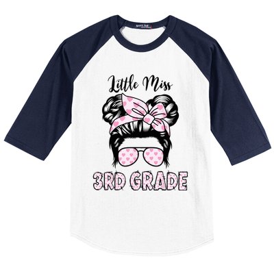 Hello 3rd Grade Messy Bun Cute Heart Back To School Baseball Sleeve Shirt