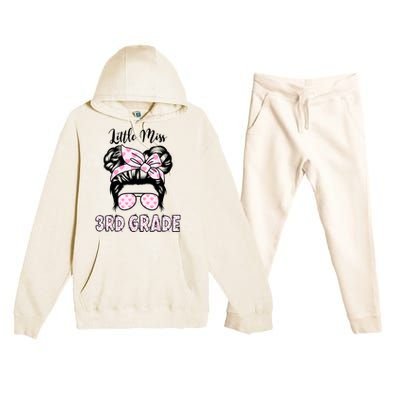 Hello 3rd Grade Messy Bun Cute Heart Back To School Premium Hooded Sweatsuit Set