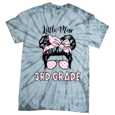 Hello 3rd Grade Messy Bun Cute Heart Back To School Tie-Dye T-Shirt