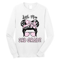 Hello 3rd Grade Messy Bun Cute Heart Back To School Long Sleeve Shirt