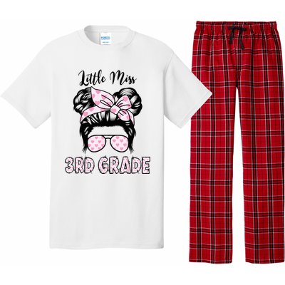 Hello 3rd Grade Messy Bun Cute Heart Back To School Pajama Set