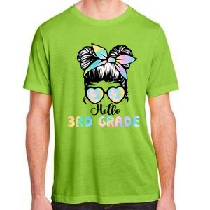 Hello 3rd Grade Messy Hair Bun Girl Back To School First Day Adult ChromaSoft Performance T-Shirt