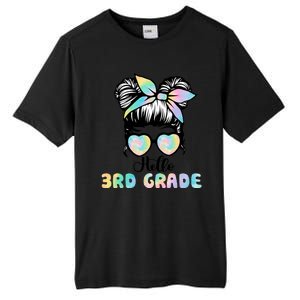 Hello 3rd Grade Messy Hair Bun Girl Back To School First Day Tall Fusion ChromaSoft Performance T-Shirt