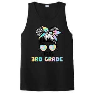 Hello 3rd Grade Messy Hair Bun Girl Back To School First Day PosiCharge Competitor Tank