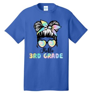 Hello 3rd Grade Messy Hair Bun Girl Back To School First Day Tall T-Shirt