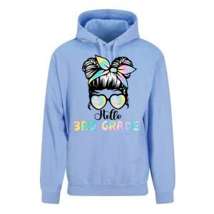 Hello 3rd Grade Messy Hair Bun Girl Back To School First Day Unisex Surf Hoodie