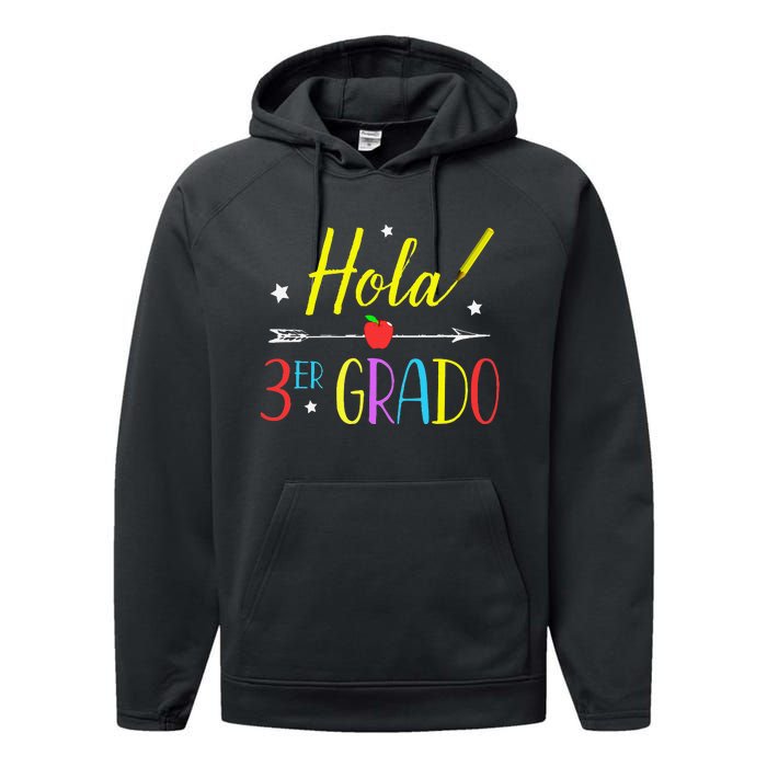 Hello 3rd Grade Spanish Teacher First Day Of School Performance Fleece Hoodie