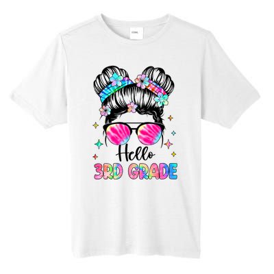 Hello 3rd Grade Messy Hair Bun Girl Back To School First Day Tall Fusion ChromaSoft Performance T-Shirt