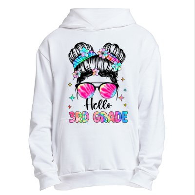 Hello 3rd Grade Messy Hair Bun Girl Back To School First Day Urban Pullover Hoodie