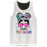 Hello 3rd Grade Messy Hair Bun Girl Back To School First Day Mesh Reversible Basketball Jersey Tank