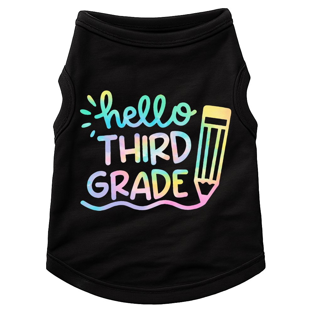 Hello 3rd Grade Tie Dye Teachers Kids Back To School Funny Doggie Tank