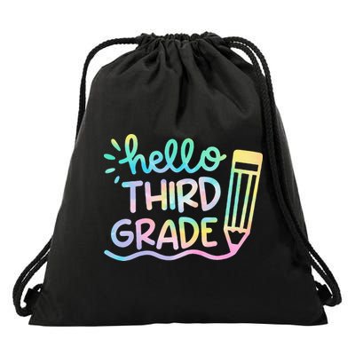 Hello 3rd Grade Tie Dye Teachers Kids Back To School Funny Drawstring Bag