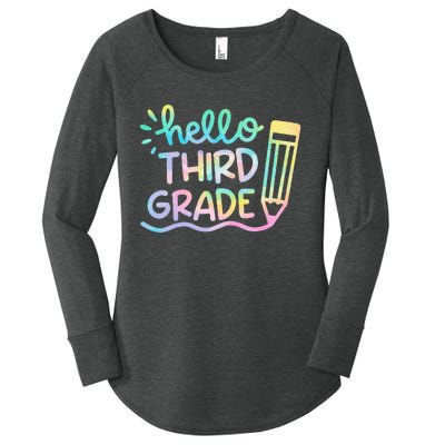 Hello 3rd Grade Tie Dye Teachers Kids Back To School Funny Women's Perfect Tri Tunic Long Sleeve Shirt