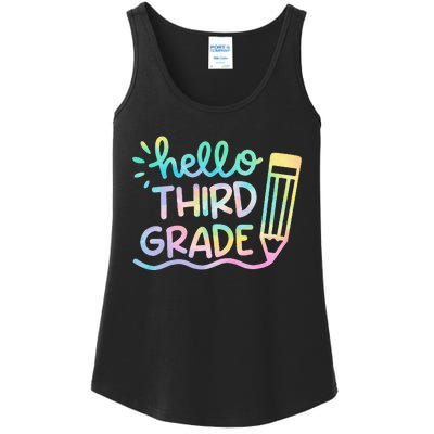 Hello 3rd Grade Tie Dye Teachers Kids Back To School Funny Ladies Essential Tank