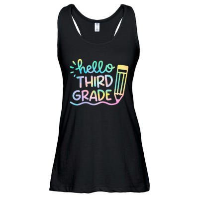 Hello 3rd Grade Tie Dye Teachers Kids Back To School Funny Ladies Essential Flowy Tank