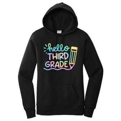 Hello 3rd Grade Tie Dye Teachers Kids Back To School Funny Women's Pullover Hoodie