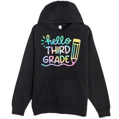 Hello 3rd Grade Tie Dye Teachers Kids Back To School Funny Premium Pullover Hoodie
