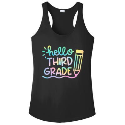 Hello 3rd Grade Tie Dye Teachers Kids Back To School Funny Ladies PosiCharge Competitor Racerback Tank