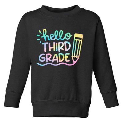 Hello 3rd Grade Tie Dye Teachers Kids Back To School Funny Toddler Sweatshirt