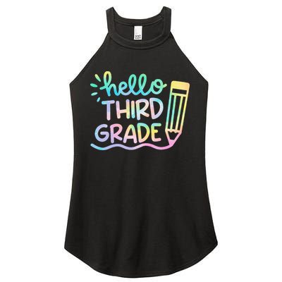 Hello 3rd Grade Tie Dye Teachers Kids Back To School Funny Women's Perfect Tri Rocker Tank