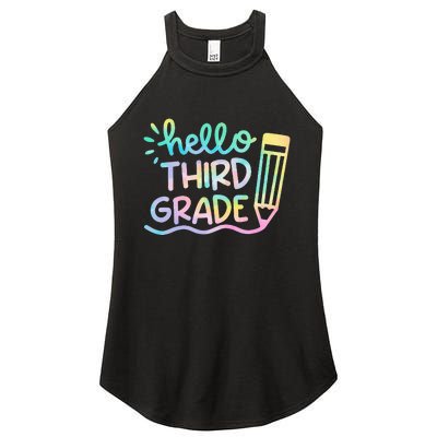 Hello 3rd Grade Tie Dye Teachers Kids Back To School Funny Women's Perfect Tri Rocker Tank