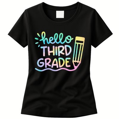 Hello 3rd Grade Tie Dye Teachers Kids Back To School Funny Womens T-Shirt