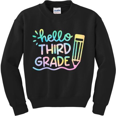 Hello 3rd Grade Tie Dye Teachers Kids Back To School Funny Kids Sweatshirt