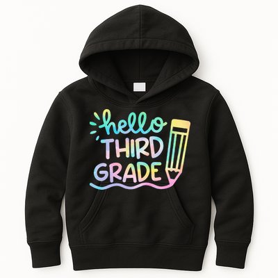 Hello 3rd Grade Tie Dye Teachers Kids Back To School Funny Kids Hoodie