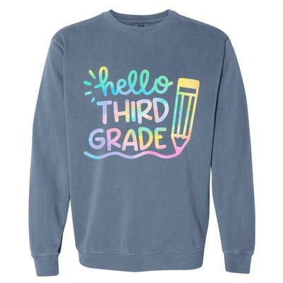 Hello 3rd Grade Tie Dye Teachers Kids Back To School Funny Garment-Dyed Sweatshirt