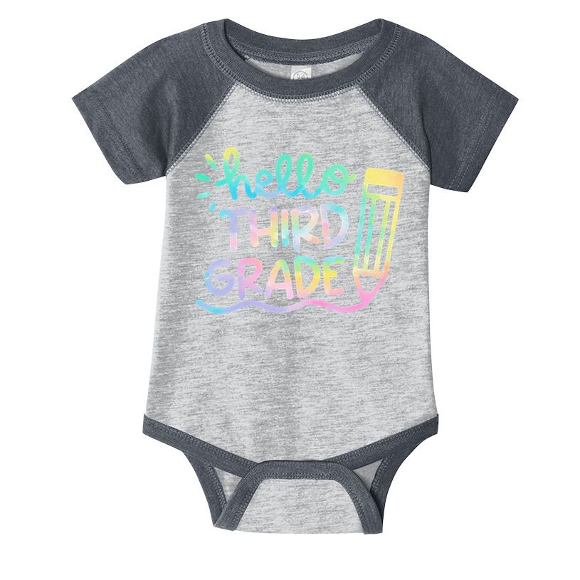 Hello 3rd Grade Tie Dye Teachers Kids Back To School Funny Infant Baby Jersey Bodysuit