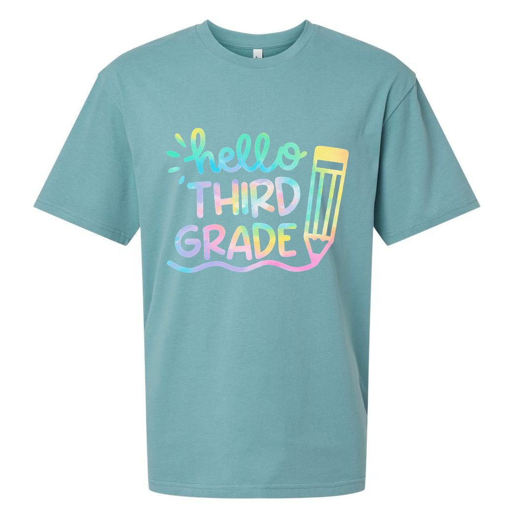 Hello 3rd Grade Tie Dye Teachers Kids Back To School Funny Sueded Cloud Jersey T-Shirt