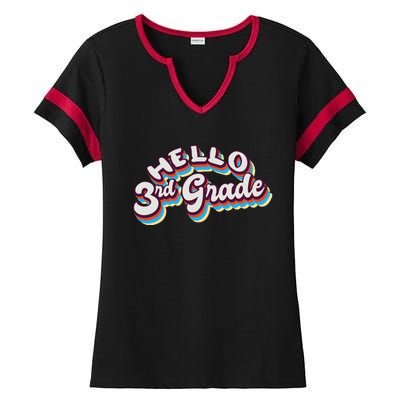 Hello 3rd Grade Colorful Ladies Halftime Notch Neck Tee