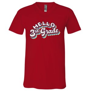 Hello 3rd Grade Colorful V-Neck T-Shirt